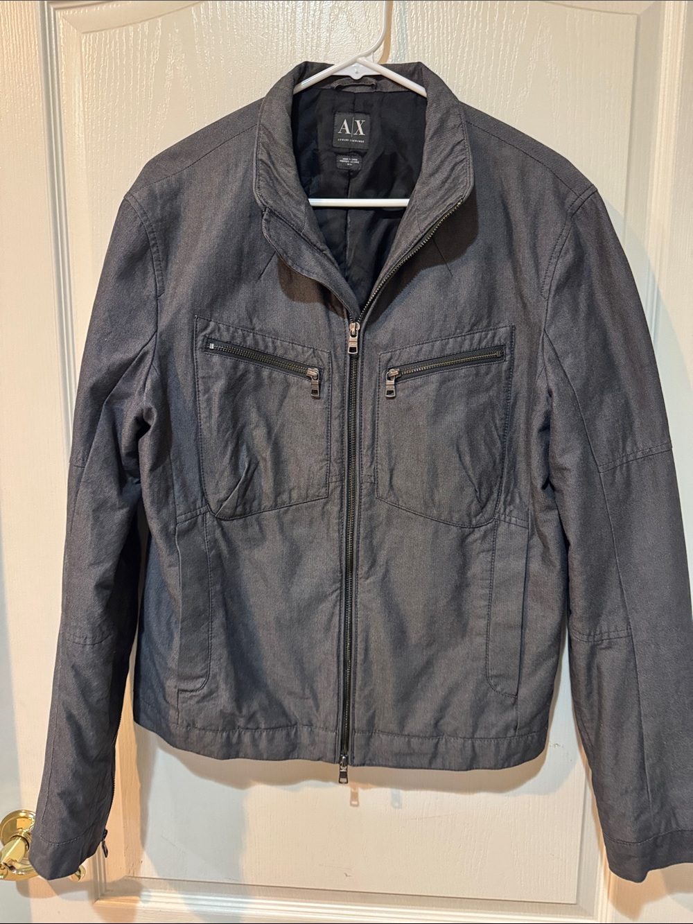 A/X Armani Exchange Men's Charcoal Gray Zip-Front Trench Coat